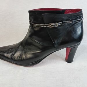 Vintage Christian Louboutin Black Leather Boots 38 (US 7.5-8) Contrast Stitch Y2